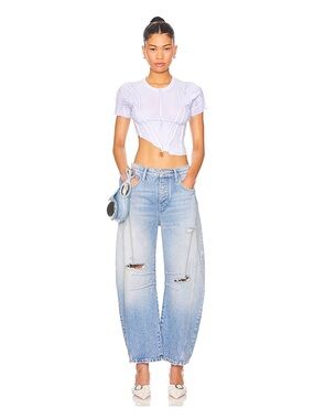 Boutique Good Luck Distressed Barrel Leg Jeans Size 10